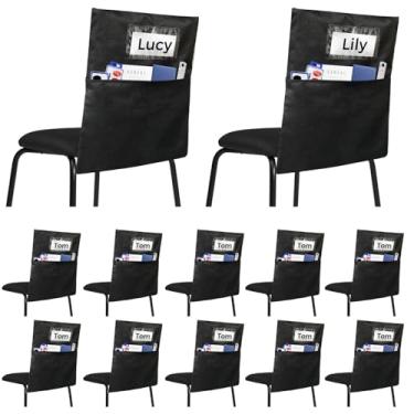 Imagem de Pacote com 12 bolsos de cadeira para salas de aula - organizador de sacos de assento para estudantes K-2, bolsos de armazenamento de tecido durável para material escolar e livros