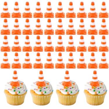 Imagem de 50pcs Mini Traffic Cones Cupcake Toppers Traffic Signs Cake Topper Safety Cones Cupcake Picks Miniature Barricades Food Picks Road Sign Cake Decoration for Baby Shower Kid Birthday Party Cakes Decor