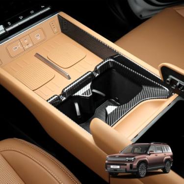 Imagem de Cnaurda Acabamento do suporte de copo frontal, acabamento da tampa do copo de água frontal compatível com Papai Noel FE 2024-2025 (padrão de fibra de carbono)