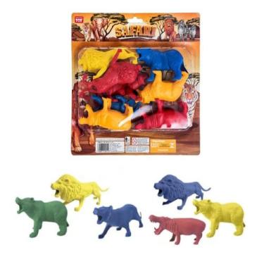 Imagem de Kit Safari Animais Selva Miniatura Brinquedo Infantil 7 PÇ - Master To