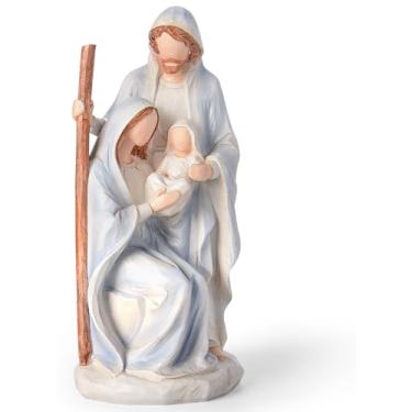Imagem de Conjunto de Presépio Estátua da Sagrada Família – Estatueta de Natal feita à mão de 25,4 cm, conjuntos de ornamentos de presépio de resina interna, presentes religiosos para filha, esposa, família
