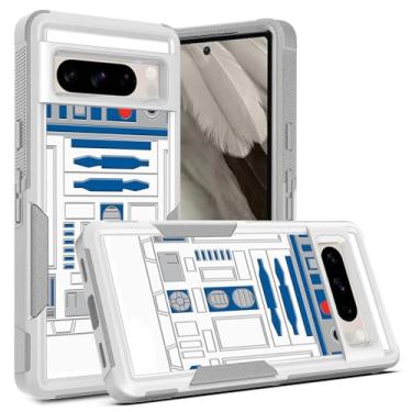 Imagem de Candykisscase Para Google Pixel 8 Pro, R2D2 Robô Padrão Branco Absorção de Choque PC Rígido e Silicone Interno Capa Armadura de Camada Dupla Híbrida para Google Pixel 8 Pro