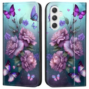 Imagem de Decahouy Capa carteira para Samsung Galaxy S24 - Capa flip de couro PU com fecho magnético, compartimento para cartão com bloqueio RFID e suporte | Capa interna de TPU à prova de choque + proteção