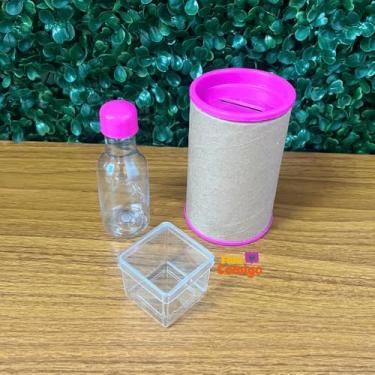 Imagem de Kit Festa 60 Lembrancinhas Acrícilico Caixinhas Cofrinhos e Garrafinhas - Fala Comigo (Rosa médio)