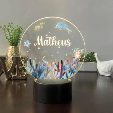 Imagem de Luminaria em acrilico de led infantil personalizada com nome tema fund