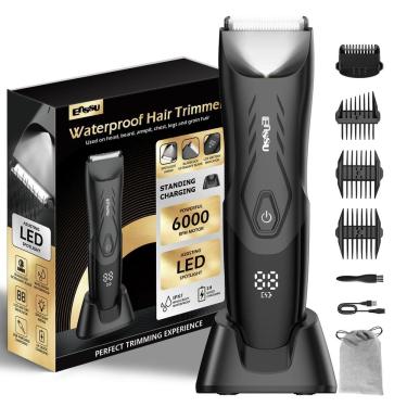 Imagem de Aparador de pelos corporais ENSSU para homens com lâmina segura e tela LED