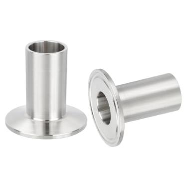 Imagem de PATIKIL Conexão sanitária de aço inoxidável 304, 2 peças de encaixe de tubo de virola de solda longa conector OD de tubo de 1" (25 mm) Flange de virola de 50,5 mm OD para processamento de alimentos de