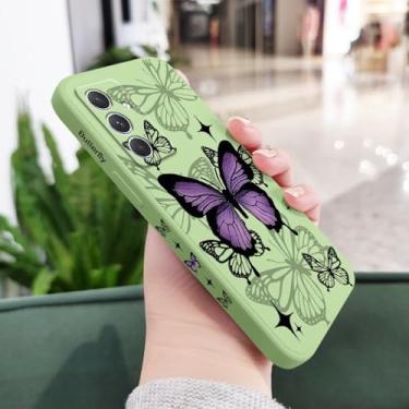 Imagem de Capa de celular borboleta para Samsung Galaxy A55 A35 A25 A16 A15 A06 A05 A05S A54 A34 A24 A14 A04 A04S A04E 4G 5G, verde claro, para A04E
