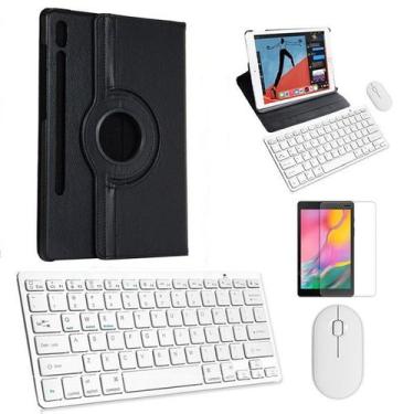 Imagem de Kit Capa 360 Preto / Teclado e Mouse branco e Película para Galaxy Tab