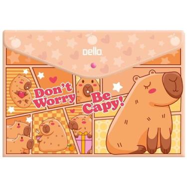 Imagem de Pasta Envelope A4 com Botão Estampa Capivara Be Capy Dello, Laranja