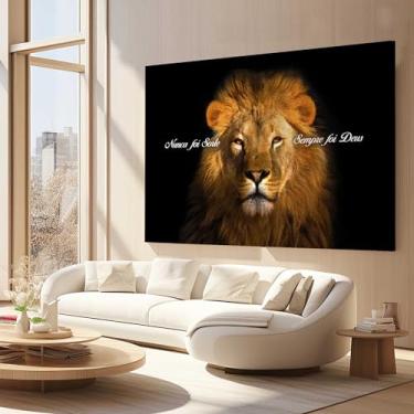Imagem de Quadros Decorativos para Quarto Sala 130x90 Leão Nunca Foi Sorte Sempre Foi Deus Grande Escritório Hall