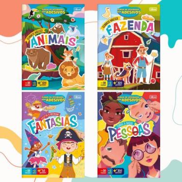 Imagem de Kit 04 Livro Álbum Cartilha de Atividades c/ Adesivos Vestir Fantasia 