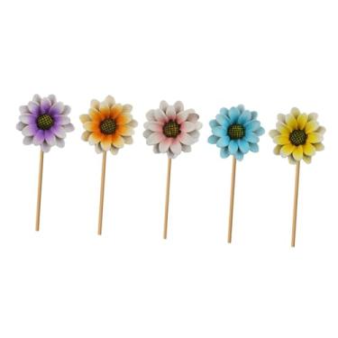 Imagem de IEUDNS 5x Flores Artificiais para Exterior, Vaso de Plantas em Miniatura para Decoração, Plantas Falsas para Interior e Exterior, Cesta Pendurada para, Girassol