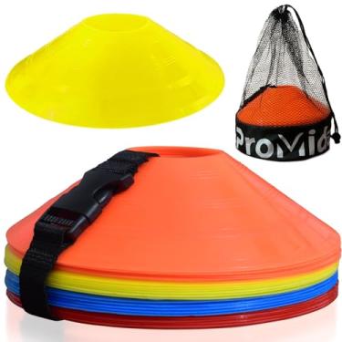 Imagem de Cones de futebol de disco para treinamento de crianças com bolsa de malha e alça - 24/50/100/200 pequenos cones de plástico para treinamento esportivo - Conos flexíveis para equipamentos de treino de