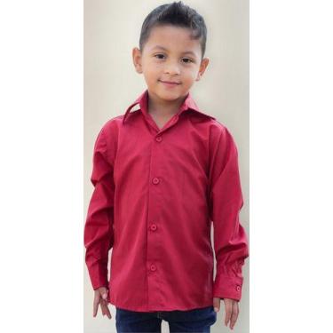 Imagem de Camisa Social Infantil E Juvenil Manga Longa Lisa - Maximus, Vermelho,