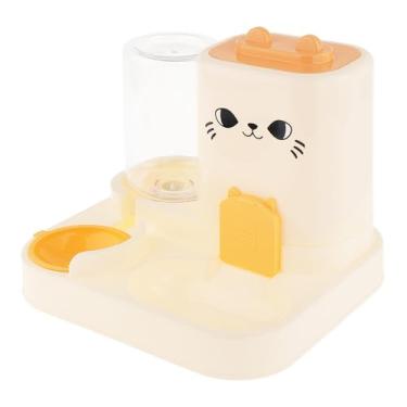 Imagem de Generic Alimentador automático 2 em 1 para animais de estimação, alimentador para gatos, recipiente de água, tigela de comida para gatos para cães pequenos, Amarelo