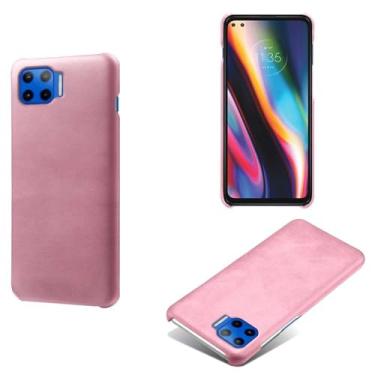 Imagem de Capa para MOTO G5 Plus,Proteção contra quedas,Casca de volta de cor sólida simples,Design de couro de imitação de plástico-Pink