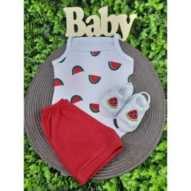 Imagem de Conjunto Sandália Com Body E Short Bebe Menina Mesversário Estampado V
