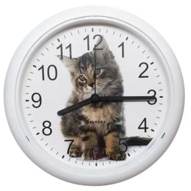 Imagem de Relógio De Parede Eurora Cozinha Sala Pet Branco 6588