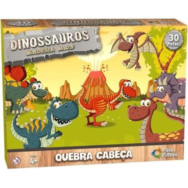 Imagem de Quebra cabeça 30pcs dinossauros madeira pais e filhos