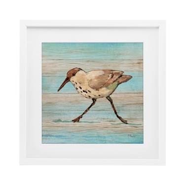 Imagem de Stupell Industries Impressão emoldurada de teca litorânea Sandpiper design sob vidro de Paul Brent, 40,6 x 40,6 cm