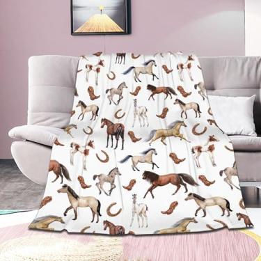 Imagem de Cozybedket Cobertor de cavalo presentes para meninos e meninas, cobertor de cavalo ultra macio, material leve de pelúcia quente para sofá, viagem, 101,6 cm x 127 cm para crianças