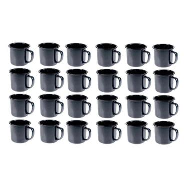 Imagem de Caneca Esmaltada Retro 150Ml Preta Vintage Jogo 24 Pcs