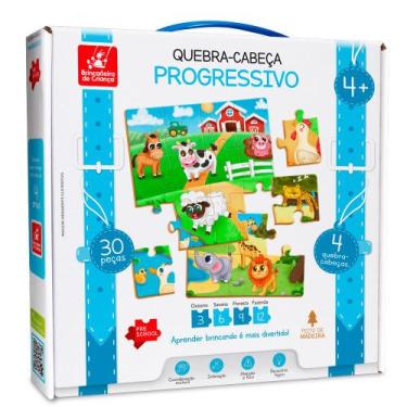 Imagem de Quebra-Cabeça Progressivo Brinquedo Educativo e Pedagógico - Brincadei