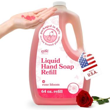 Imagem de ZYFE Refil de sabonete líquido para as mãos – sabonete líquido para as mãos – sabonete hidratante derivado de plantas naturais com fragrância de óleo essencial flor de rosa – Lavagem macia para