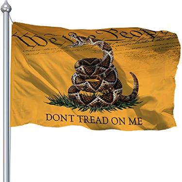 Imagem de Bandeira Dont Tread On Me de 9 x 1,5 m, bandeira de Gadsden de cascavel da Constituição com ilhós de latão, impressão dupla bandeira dos EUA Don't Tread On Me ao ar livre com à prova de desbotamento