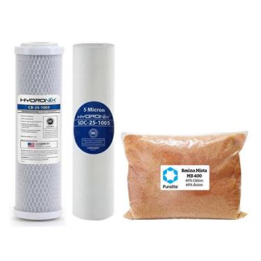 Imagem de Kit Refil Deionizador Hydronix 3 Estágios Resina Mb400 Original - BR F