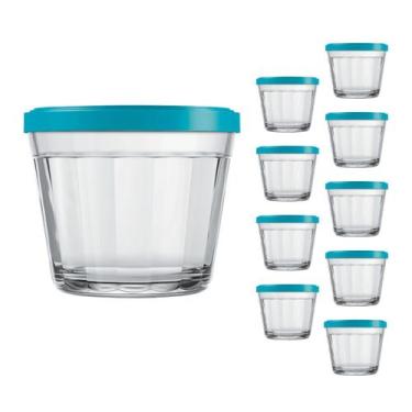 Imagem de Pote Vidro Americano C/Tampa Cores Cereal Bolacha 150ml 9Un - NADIR FI