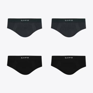 Imagem de Kit 4 Cuecas Slip Micromodal SCostura LUPO 00681, Preto, Preto, Grafit