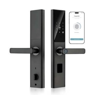 Imagem de Fechadura de porta inteligente com encaixe, senha de cartão de impressão digital WiFi