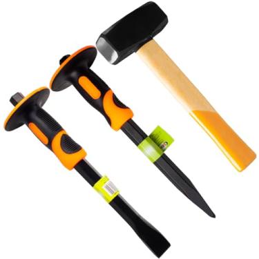 Imagem de Kit De Ferramentas Para Obra Marreta 750g Talhadeira E Ponteiro Com Empunhadura