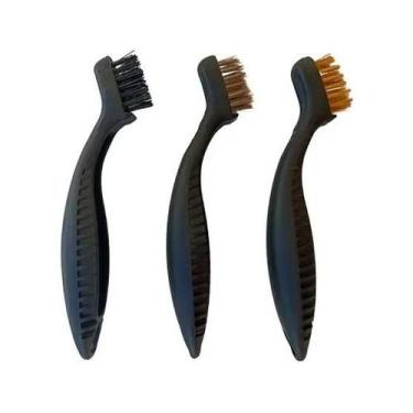 Imagem de Escova de Aço Inox, Latão e Nylon com Cabo 16 cm. Kit 3 peças BFH1834 