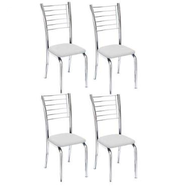 Imagem de Kit 4 Cadeiras Vanessa Cromada para Cozinha Assento material sintético