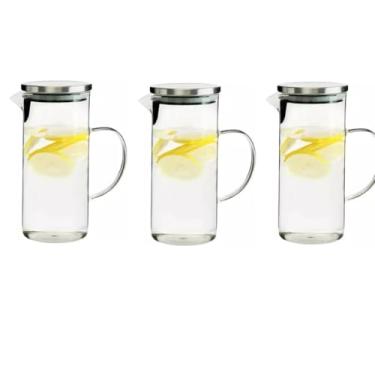 Imagem de Jarra de Vidro 1,4 Litros com Tampa para Agua Suco Chá 3 Peças - Gaia Glass