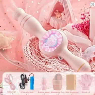 Imagem de Brinquedo Bolha De Sabão Com Fumaça Varinha Magica Rosa Bolinhas de Sa