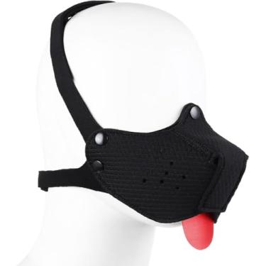 Imagem de Máscara de neoprene com focinheira para cachorro com capuz para brincar com capuz novidade acessórios de fantasia de cabeça de cachorro (preto, tamanho único)