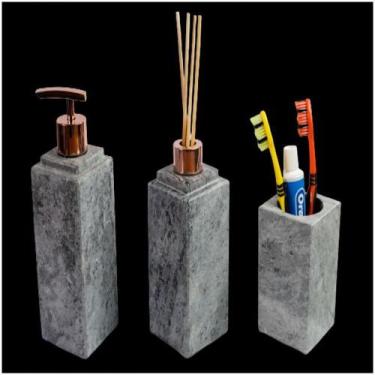 Imagem de Kit Banheiro Bancada Lavabo Luxo Em Pedra Sabão N01 Rosê - INDUSTRIA S