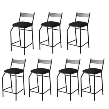 Imagem de Kit 7 Banquetas Gourmet Para Bancada Ou Cozinha Ibiza Preto - GAT MAGA