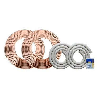 Imagem de Kit Tubo Cano De Cobre 1/4 E 3/8 20 Metros + Fita E Esponjos - no-bran