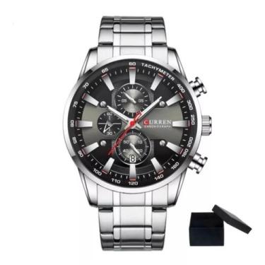 Imagem de Relógio Masculino Curren 8351 Prata/Preto cronógrafo funcional Aço
