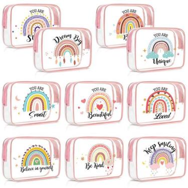 Imagem de Bolsa de cosméticos Kacctyen Rainbow Clear PVC impermeável 10 unidades