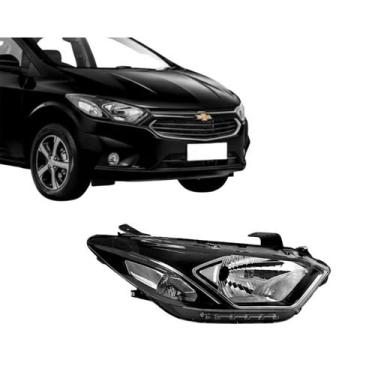 Imagem de Farol GM Onix 2017 a 2022 Mascara Negra Friso Cromado Led Direito - FC