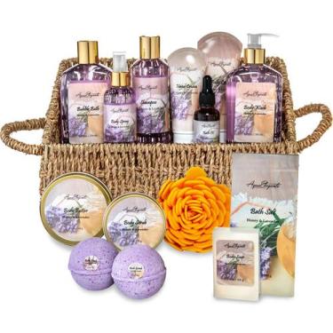 Imagem de Conjunto de presentes de spa Aqua Elegante Luxury Basket com mel e lav