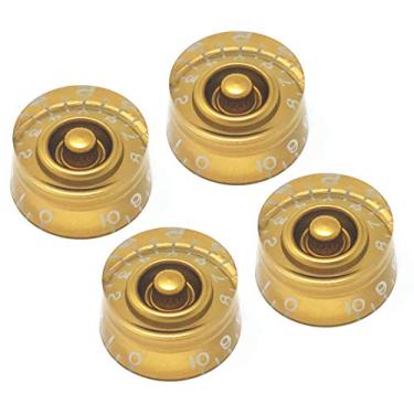 Imagem de Vintage Forge Botões de velocidade para mão esquerda dourada (esquerda) compatíveis com guitarra elétrica Epiphone Les Paul SG (conjunto de 4) serve para 18 potes de eixo dividido de importação de