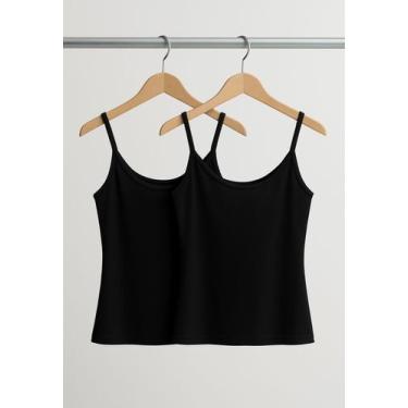 Imagem de Kit 2 Regatas Alcinha Canelada Pretas Salvatore - Salvatore Fashion, G