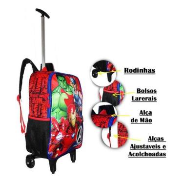 Imagem de Mochila Vingadores Avengers 3D Infantil Masculina Rodinhas G - Luxcel